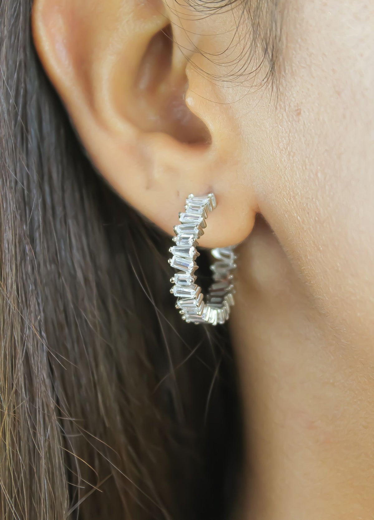 silver lecce hoop earrings Bombay Sunset