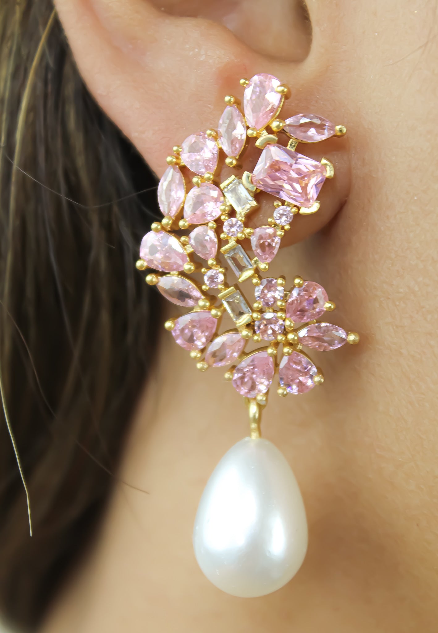 Golden Frosty Pearl Earrings
